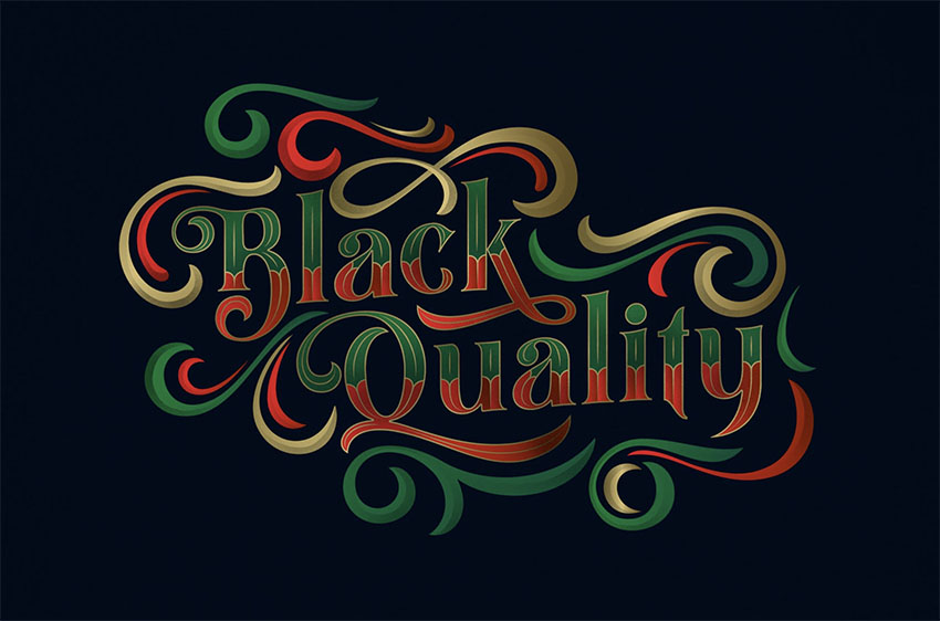 Black Quality Cursive Tattoo Font